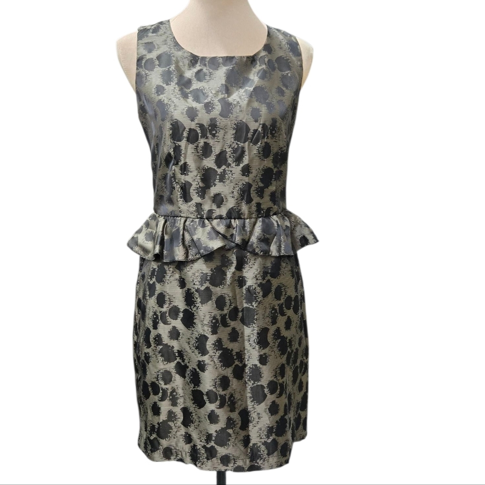 Romeo & Juliet Couture Metallic Jacquard Peplum Dress M